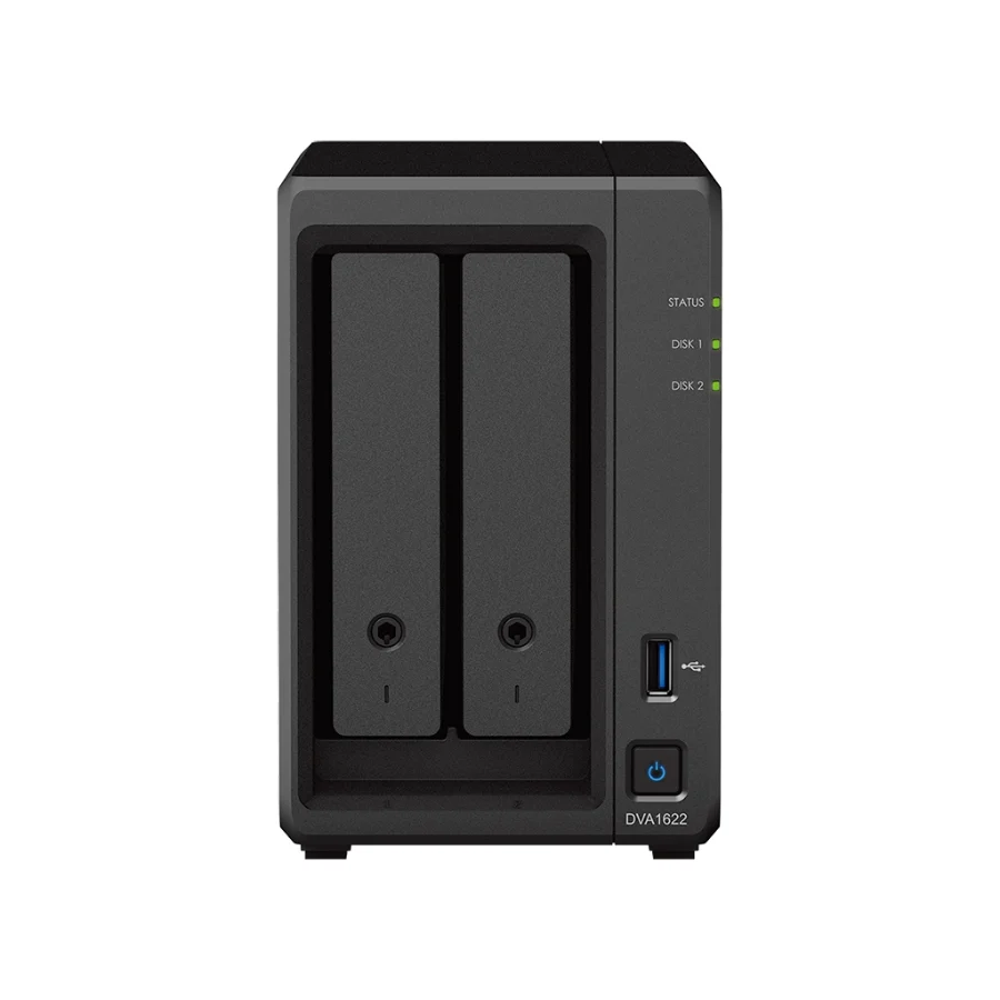 Đầu ghi hình AI Synology DVA1622 – 2 khay – mặt trước