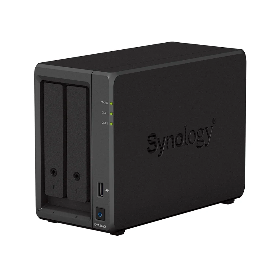 Đầu ghi hình AI Synology DVA1622 – 2 khay – góc nghiêng